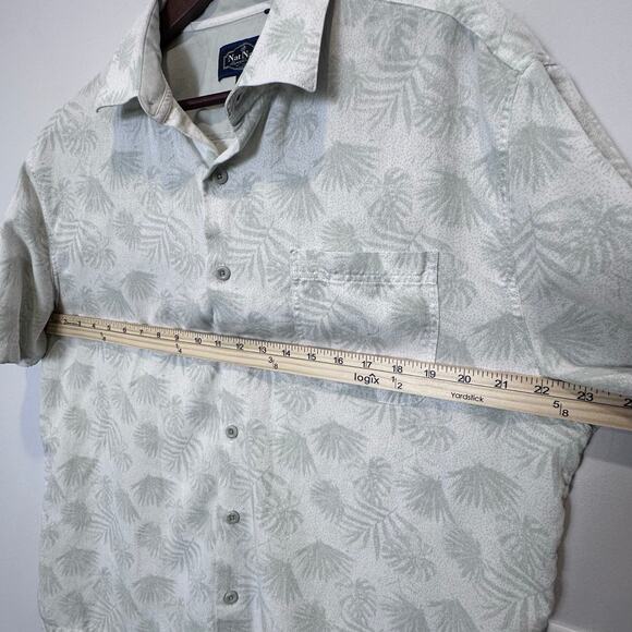 Nat Nast Luxury Originals Silk Blend Button-Up Shirt Size L Palm Leaf Pattern - Picture 2 of 6
